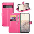 For Google Pixel 6 Pro Litchi Texture Horizontal Flip Protective Case with Holder & Card Slots & Wallet(Rose Red) - 1