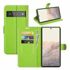 For Google Pixel 6 Pro Litchi Texture Horizontal Flip Protective Case with Holder & Card Slots & Wallet(Green) - 1