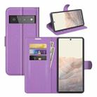 For Google Pixel 6 Pro Litchi Texture Horizontal Flip Protective Case with Holder & Card Slots & Wallet(Purple) - 1