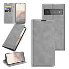 For Google Pixel 6 Pro Retro-skin Business Magnetic Suction Leather Case with Holder & Card Slots & Wallet(Grey) - 1