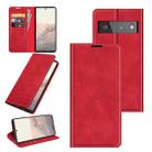 For Google Pixel 6 Pro Retro-skin Business Magnetic Suction Leather Case with Holder & Card Slots & Wallet(Red) - 1