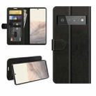 For Google Pixel 6 Pro R64 Texture Single Horizontal Flip Protective Case with Holder & Card Slots & Wallet& Photo Frame(Black) - 1