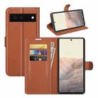 For Google Pixel 6 Litchi Texture Horizontal Flip Protective Case with Holder & Card Slots & Wallet(Brown) - 1