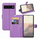 For Google Pixel 6 Litchi Texture Horizontal Flip Protective Case with Holder & Card Slots & Wallet(Purple) - 1