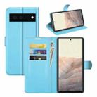 For Google Pixel 6 Litchi Texture Horizontal Flip Protective Case with Holder & Card Slots & Wallet(Blue) - 1