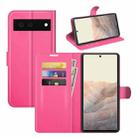 For Google Pixel 6 Litchi Texture Horizontal Flip Protective Case with Holder & Card Slots & Wallet(Rose Red) - 1