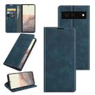 For Google Pixel 6 Retro-skin Business Magnetic Suction Leather Case with Holder & Card Slots & Wallet(Dark Blue) - 1