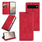 For Google Pixel 6 Retro-skin Business Magnetic Suction Leather Case with Holder & Card Slots & Wallet(Red) - 1