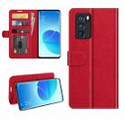 For OPPO Reno6 Pro 5G R64 Texture Single Horizontal Flip Protective Case with Holder & Card Slots & Wallet& Photo Frame(Red) - 1