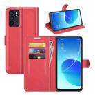 For OPPO Reno6 5G Litchi Texture Horizontal Flip Protective Case with Holder & Card Slots & Wallet(Red) - 1