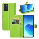 For OPPO Reno6 5G Litchi Texture Horizontal Flip Protective Case with Holder & Card Slots & Wallet(Green) - 1