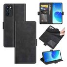 For OPPO Reno6 5G Dual-side Magnetic Buckle Horizontal Flip Leather Case with Holder & Card Slots & Wallet(Black) - 1