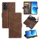 For OPPO Reno6 5G Dual-side Magnetic Buckle Horizontal Flip Leather Case with Holder & Card Slots & Wallet(Brown) - 1