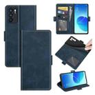 For OPPO Reno6 5G Dual-side Magnetic Buckle Horizontal Flip Leather Case with Holder & Card Slots & Wallet(Dark Blue) - 1