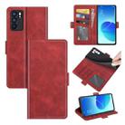 For OPPO Reno6 5G Dual-side Magnetic Buckle Horizontal Flip Leather Case with Holder & Card Slots & Wallet(Red) - 1