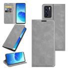 For OPPO Reno6 5G Retro-skin Business Magnetic Suction Leather Case with Holder & Card Slots & Wallet(Grey) - 1
