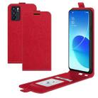 For OPPO Reno6 5G R64 Texture Single Vertical Flip Leather Protective Case with Card Slots & Photo Frame(Red) - 1