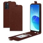 For OPPO Reno6 5G R64 Texture Single Vertical Flip Leather Protective Case with Card Slots & Photo Frame(Brown) - 1