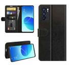 For OPPO Reno6 5G R64 Texture Single Horizontal Flip Protective Case with Holder & Card Slots & Wallet& Photo Frame(Black) - 1