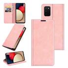 For Samsung Galaxy A03s 164mm Retro-skin Business Magnetic Suction Leather Case with Holder & Card Slots & Wallet(Pink) - 1