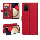 For Samsung Galaxy A03s 164mm R64 Texture Single Horizontal Flip Protective Case with Holder & Card Slots & Wallet& Photo Frame(Red) - 1