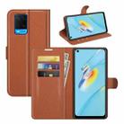 For OPPO A54 4G Litchi Texture Horizontal Flip Protective Case with Holder & Card Slots & Wallet(Brown) - 1