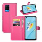 For OPPO A54 4G Litchi Texture Horizontal Flip Protective Case with Holder & Card Slots & Wallet(Rose Red) - 1