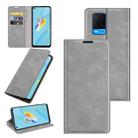 For OPPO A54 4G Retro-skin Business Magnetic Suction Leather Case with Holder & Card Slots & Wallet(Grey) - 1