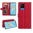 For OPPO A54 4G R64 Texture Single Horizontal Flip Protective Case with Holder & Card Slots & Wallet& Photo Frame(Red) - 1