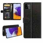 For Samsung Galaxy A22 5G R64 Texture Single Horizontal Flip Protective Case with Holder & Card Slots & Wallet& Photo Frame(Black) - 1