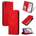 For iPhone XS Max Retro Skin Feel Business Magnetic Horizontal Flip Leather Case(Red) - 1