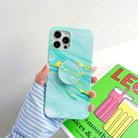 For iPhone 12 Pro Max Thickened TPU Glazed Marble Pattern Case with Folding Holder(Green) - 1