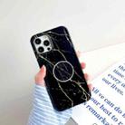 For iPhone 12 mini Thickened TPU Glazed Marble Pattern Case with Folding Holder(Black) - 1