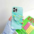 For iPhone 11 Pro Max Thickened TPU Glazed Marble Pattern Case with Folding Holder(Green) - 1
