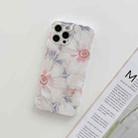 For iPhone 12 Pro Max Frosted Flowers Pattern IMD TPU Case(Pink) - 1