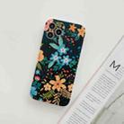 For iPhone 12 Frosted Flowers Pattern IMD TPU Case(Black) - 1