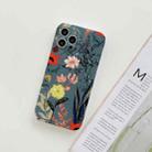 For iPhone 12 Frosted Flowers Pattern IMD TPU Case(Green) - 1