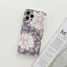 For iPhone 12 Frosted Flowers Pattern IMD TPU Case(Gray) - 1