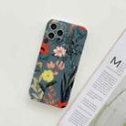 For iPhone 12 Pro Frosted Flowers Pattern IMD TPU Case(Green) - 1