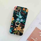 For iPhone 12 Pro Max Frosted Flowers Pattern IMD TPU Case with Metal Diamond Ring Holder(Black) - 1