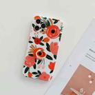 For iPhone 12 Pro Max Frosted Flowers Pattern IMD TPU Case with Metal Diamond Ring Holder(Red) - 1