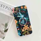 For iPhone 12 Pro Frosted Flowers Pattern IMD TPU Case with Folding Holder(Black) - 1