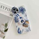 For iPhone 12 Pro Frosted Flowers Pattern IMD TPU Case with Folding Holder(Blue) - 1