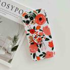 For iPhone 12 Frosted Flowers Pattern IMD TPU Case with Folding Holder(Red) - 1