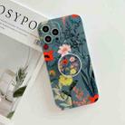 For iPhone 11 Frosted Flowers Pattern IMD TPU Case with Folding Holder(Green) - 1