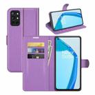 For OnePlus 9R Litchi Texture Horizontal Flip Protective Case with Holder & Card Slots & Wallet(Purple) - 1