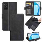 For OnePlus 9R Dual-side Magnetic Buckle Horizontal Flip Leather Case with Holder & Card Slots & Wallet(Black) - 1