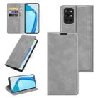 For OnePlus 9R Retro-skin Business Magnetic Suction Leather Case with Holder & Card Slots & Wallet(Grey) - 1