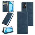 For OnePlus 9R Retro-skin Business Magnetic Suction Leather Case with Holder & Card Slots & Wallet(Dark Blue) - 1