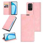 For OnePlus 9R Retro-skin Business Magnetic Suction Leather Case with Holder & Card Slots & Wallet(Pink) - 1